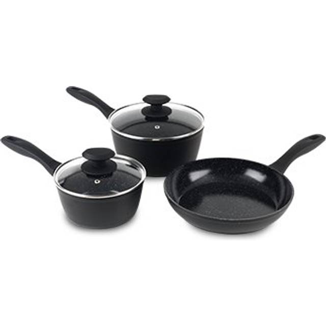 Russell Hobbs Red Stone Aluminium 3 Piece Pan Set - Black