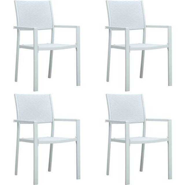 vidaXL Garden Chairs 4 pcs Black Plastic Rattan Look