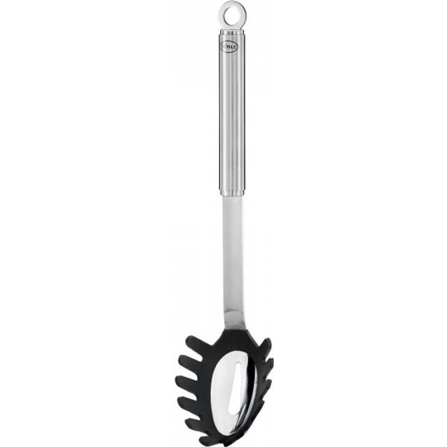 Rösle spaghetti server with round handle - stainless steel with silicone edge