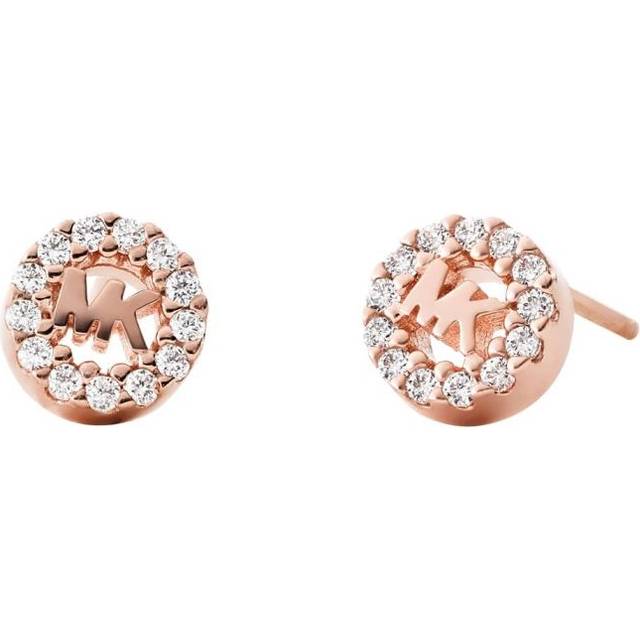 Michael Kors 14ct Rose Gold Plated CZ MK Logo Studs