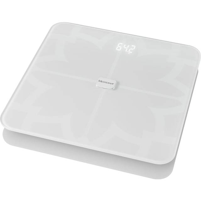medisana BS 450 connect, digital kroppssammansättningsmätare 180 kg, svart personvåg för mätning av kroppsfett, kroppsvatten, muskelmassa och benvikt, kroppsfettmätare med app för kroppsanalys