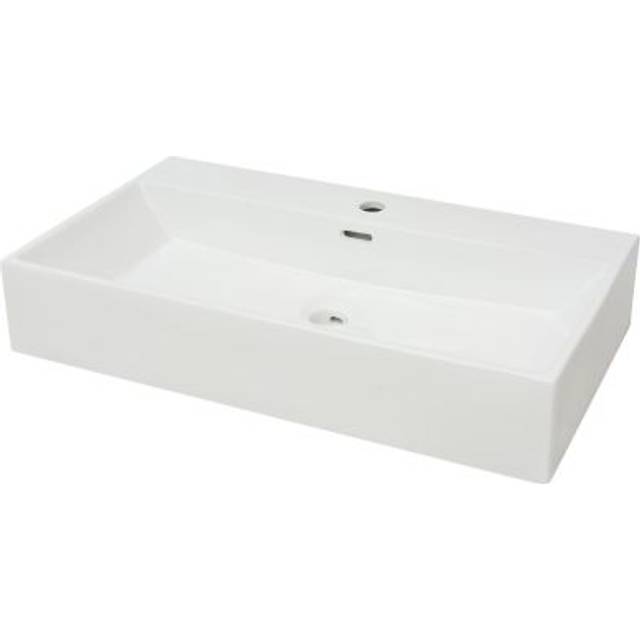 vidaXL Basin with Faucet Hole Ceramic White 76x42.5x14.5 cm, White