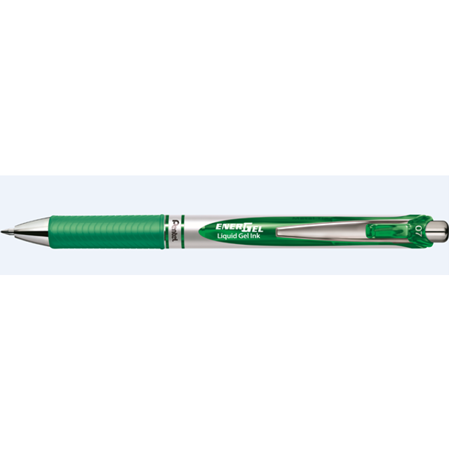 Pentel EnerGel BL77-D Gel-Ink Roller Ball Pen with Push-Button Mechanism 0.35 mm - Green (Pack of 12)