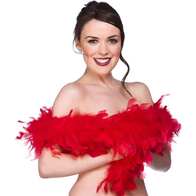 Fluffy Feather Boa Flapper Dance Burlesque Hen Night 1.7m - Red