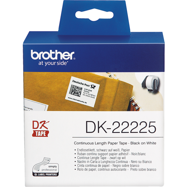 Brother DK-22225 - Papper - svart på vitt - Relle (3,8 cm x 30,5 m) 1 rulle (rullar) löpande etiketter - för Brother QL-1050, QL-1060, QL-500, QL-550, QL-560, QL-570, QL-580, QL-700