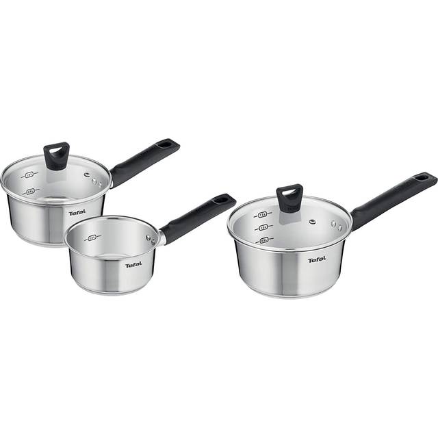 Tefal simpleo 3pc stainless steel saucepans milk pan kitchen cooking pots set