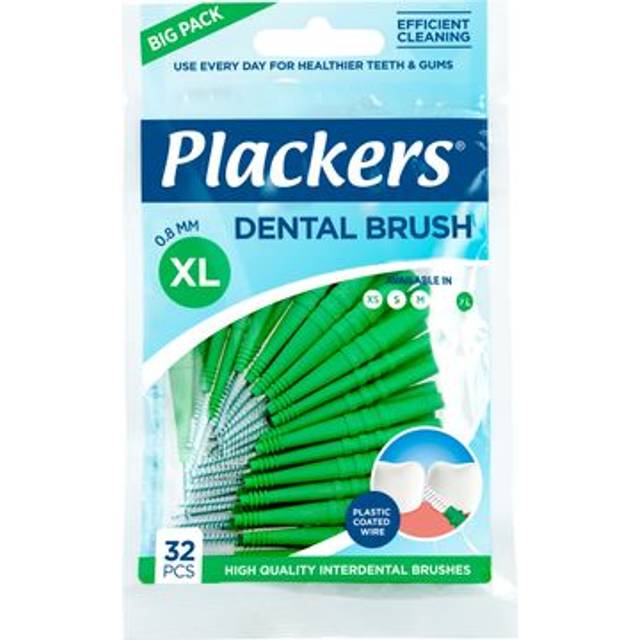 32 st. Space borstar Plackers Dental 0,8 mm Brush 5 GR&amp;Ouml;N