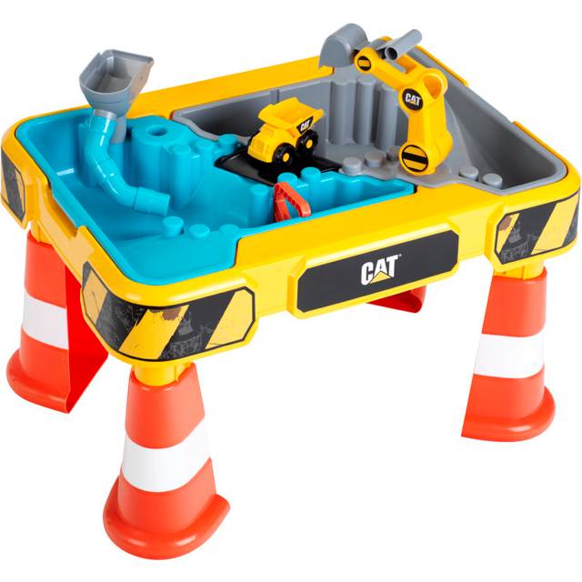 Theo Klein 3237 Cat Sand and Water Play Table I With Digger Arm, Dumper Truck, 2 Pipes, Stoppers and Removable Basins I Dimensions: 64 cm x 48 cm x 40