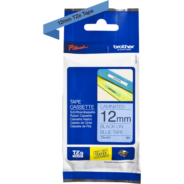 Brother P-touch TZe-531 (12mm) Black On Blue Labelling Tape