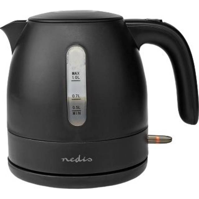 NEDIS vattenkokare | 1,0L | 360 grader vridbar | Dolt värmeelement | Strix Controller | Koka-torrskydd 0,80m Svart