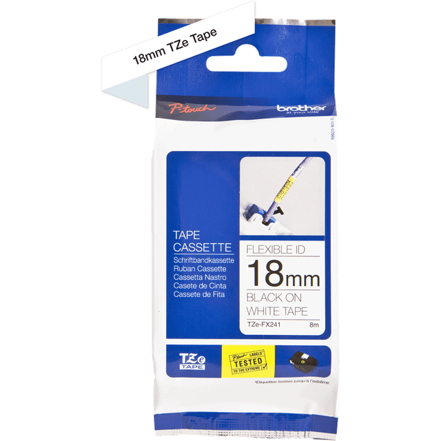Original Brother P-Touch TZEFX241 18mm Flexible Tape - Black on White