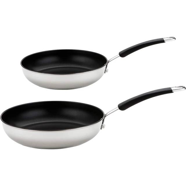 Meyer Induction S/Steel Non-Stick Frypan 2pk - 20/28cm, Silver