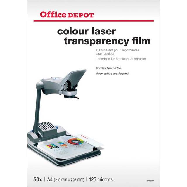 Office Depot Write-On Transparency Film Clear Film for Colour Laser Printers Pack of 50