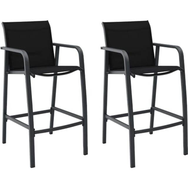 vidaXL Garden Bar Chairs 2 pcs Grey Textilene