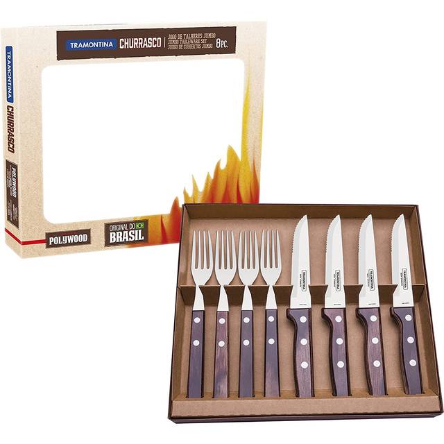 Tramontina 8 Pc Dishwasher-safe Wooden Handle Gaucho Cutlery Set - Brown