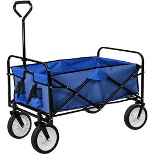 Tectake - Garden Trolley - foldable with 2 mesh pockets, 80 kg load capacity - garden cart, beach trolley, trolley cart - blue