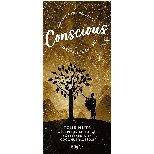 Conscious 'four nuts' vegan organic raw chocolate bar 60g