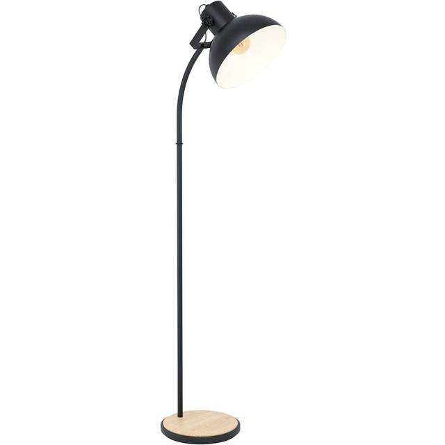 Eglo Lubenham Floor Lamp in Black with Wood Detailing