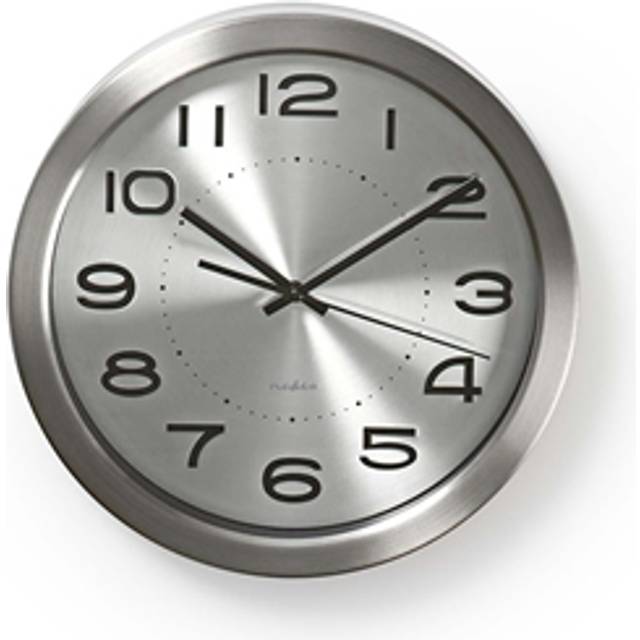 Nedis Retro 1960s Style Diner Circular Wall Clock 30cm Stainless Steel Kitchen