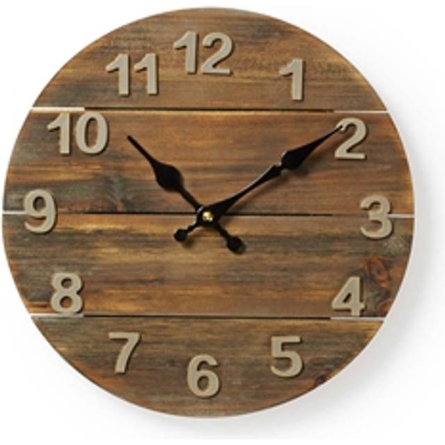 Wooden Rustic Distressed Wall Clock 30cm Diameter Shabby Chic Kitchen