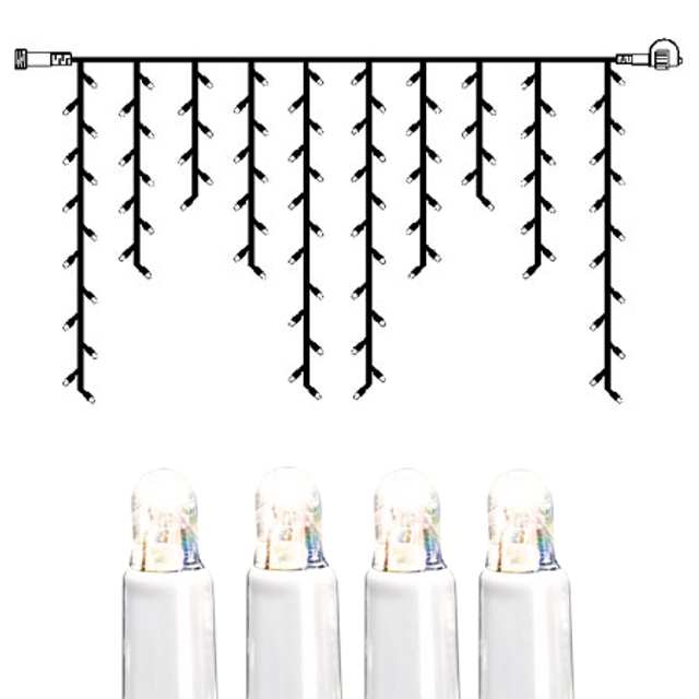 System LED istapp extra 100 ljus 2x1m kallvit vit kabel