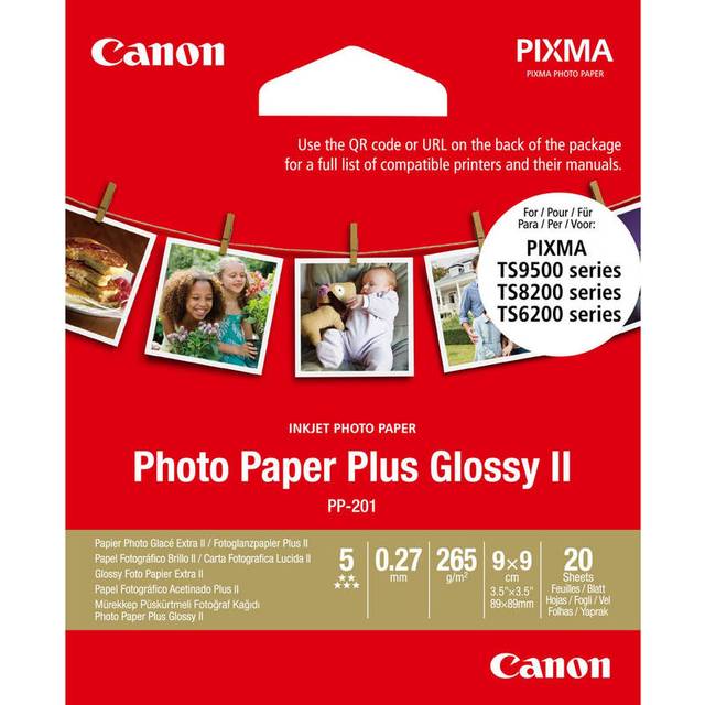 Canon PP-201 Glossy II Photo Paper Plus 3.5 x 3.5â â 20 Sheets (OSFA)