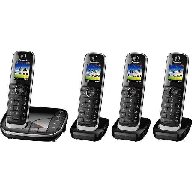 PANASONIC KX-TGJ424EB Cordless Phone - Quad Handsets, Black, Black