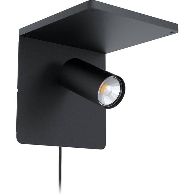 Eglo Ciglie Wall Light, 1 Bulb, Material: Aluminium, Steel, Colour: Black, Includes QI Charger (Wireless Charging), Socket: GU10