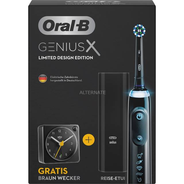 Oral-B Genius X El-tandbørste + Braun Vækkeur Black