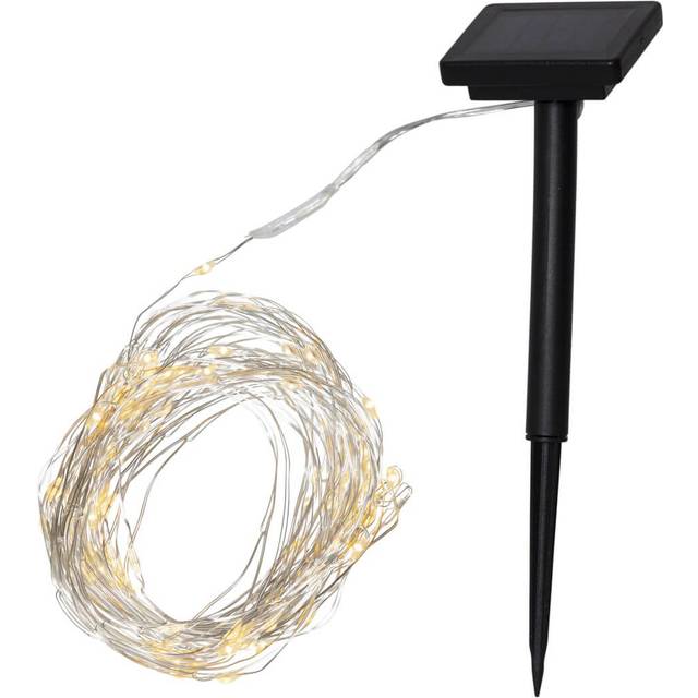 Solcells-ljusslinga Dew Drop Varmvit 19m Silver
