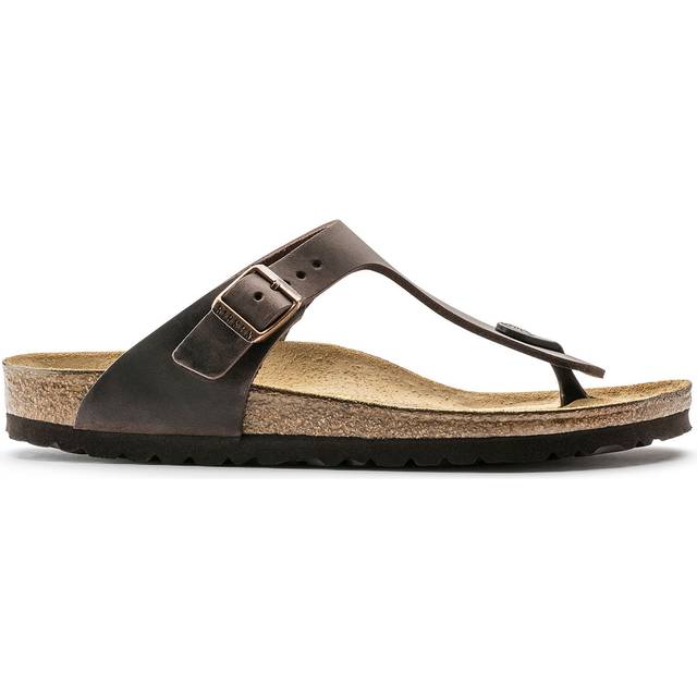 Birkenstock gizeh thong style unisex leather sandal in brown uk 2 - 12