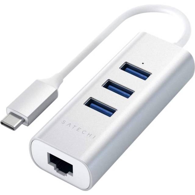 Satechi USB-C-adapter 3 portar + RJ45 Silver