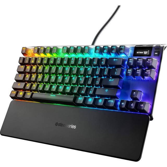 SteelSeries Apex Pro TKL hypermagnetiska gamingtangentbord – Världens snabbaste tangentbord – Justerbar manövrering – E-sport utan numpad –OLED-skärm – PBT-keycaps – USB-A – Tyska QWERTZ Layout