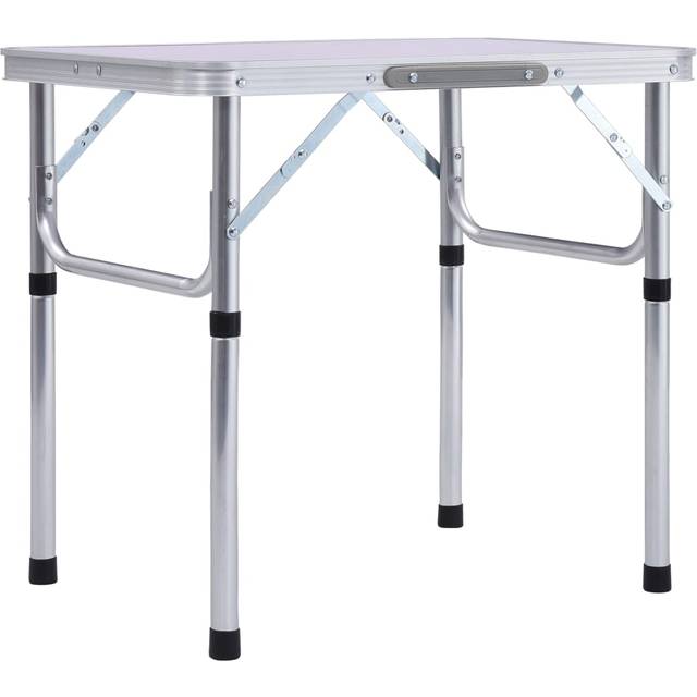 Hopfällbart campingbord vit aluminium 60x45 cm