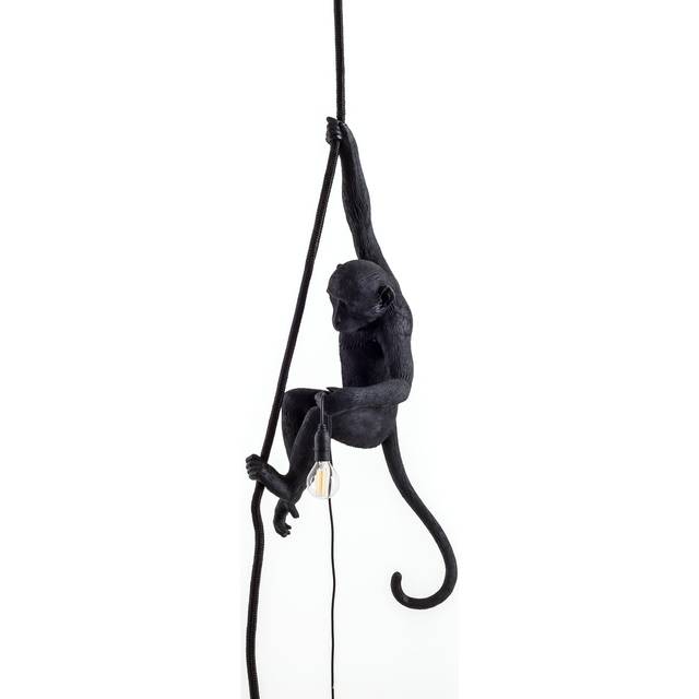 Seletti - Monkey With Rope Outdoor Pendant Black