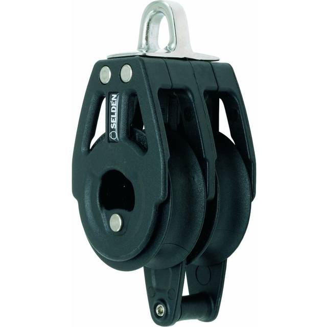 Dubbelblock Seldén BBB 40, fast, kullagrat, med hundsvott, passar tampar Ø6 - 10 mm