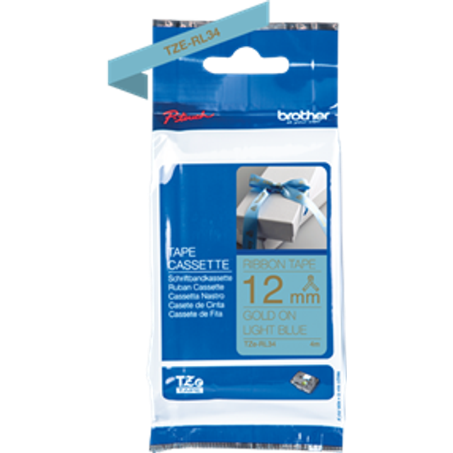 Brother Supplies Brother TZe-RL34 - Satin - gold on light blue - Roll (1.2 cm x