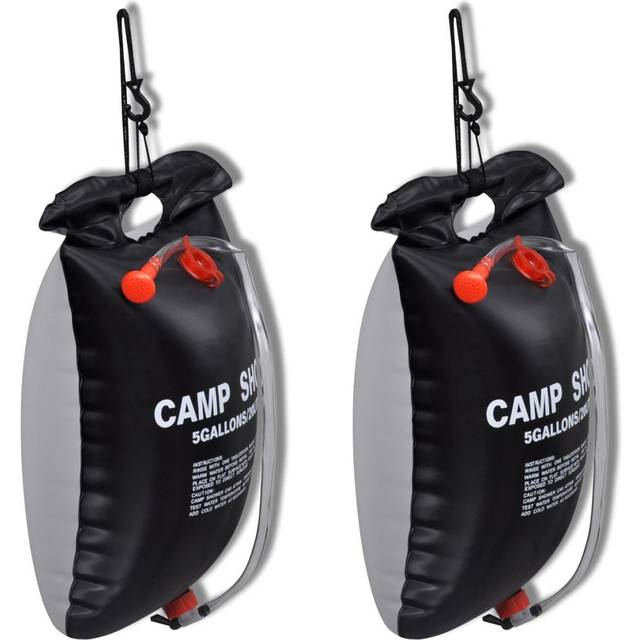 vidaXL Camp Shower Solar Shower Outdoor Bath 20 L 2 pcs - black