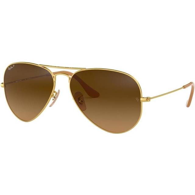 Ray Ban Aviator Gradient Polarized Brown Unisex Sunglasses RB3025 112/M2 55 - Gold Tone (Size 55)