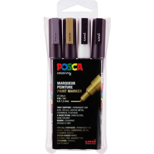 POSCA PC-3M Märkpenna 0,9-1,3mm sorterade färger rund | 4st