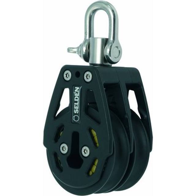 Dubbelblock med schackel Seldén RBB 80, roterande, rullagrat, passar tampar Ø10 - 14 mm