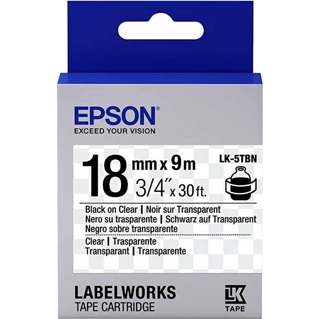 Epson LK-5TBN (18mm x 9m) Label Cartridge (Black on Transparent) for
