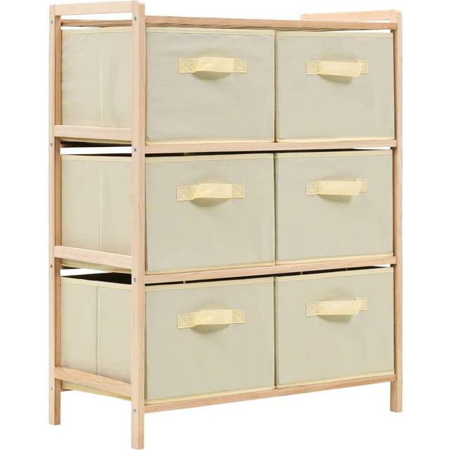 vidaXL Storage Rack with 6 Fabric Baskets Cedar Wood Beige