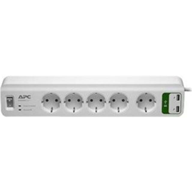 Överspänningsskydd APC Schneider med 5 uttag och 2 USB - Vit