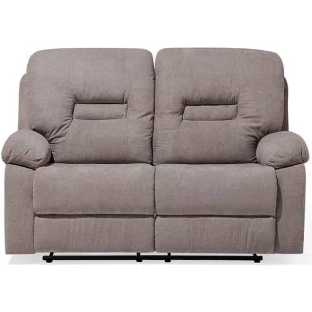 Beliani 2 Seater Fabric Manual Recliner Sofa Taupe Beige Bergen, Brown