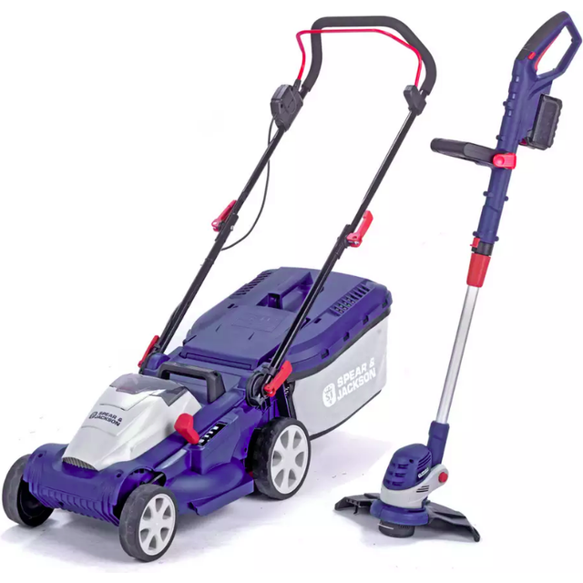 Spear & Jackson Cordless 34cm Lawnmower & 25cm Grass Trimmer