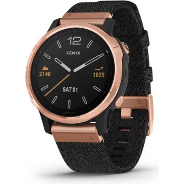 Garmin Watch Fenix 6S Sapphire Rose Gold Nylon Band D - Black