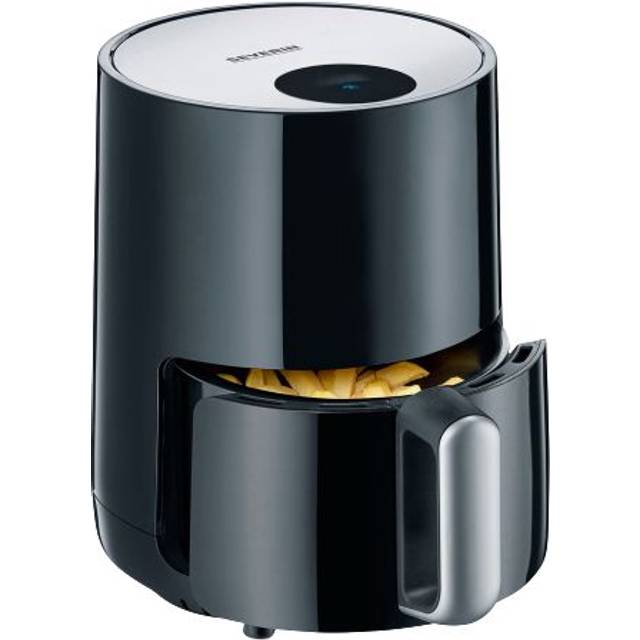 SEVERIN kompakt varmluftsfritös i smal design, Airfryer för tillagning av pommes frites utan fett, innovativ varmluftsteknik för hälsosam fritering, svart, FR 2455