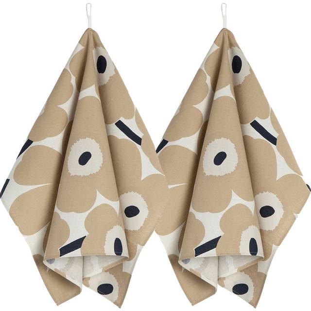 Marimekko Tea Towel Kitchen Towel Set of 2 Unikko Off White Beige Dark Blue 069803 185 [Item] beige