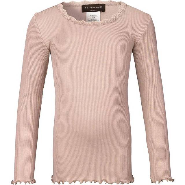 Rosemunde Silk Tshirt Regular ls w/ Lace Stl. 6 år fepojkar - Långärmade T-shirts Från Magasin - Lyserød (6 år)